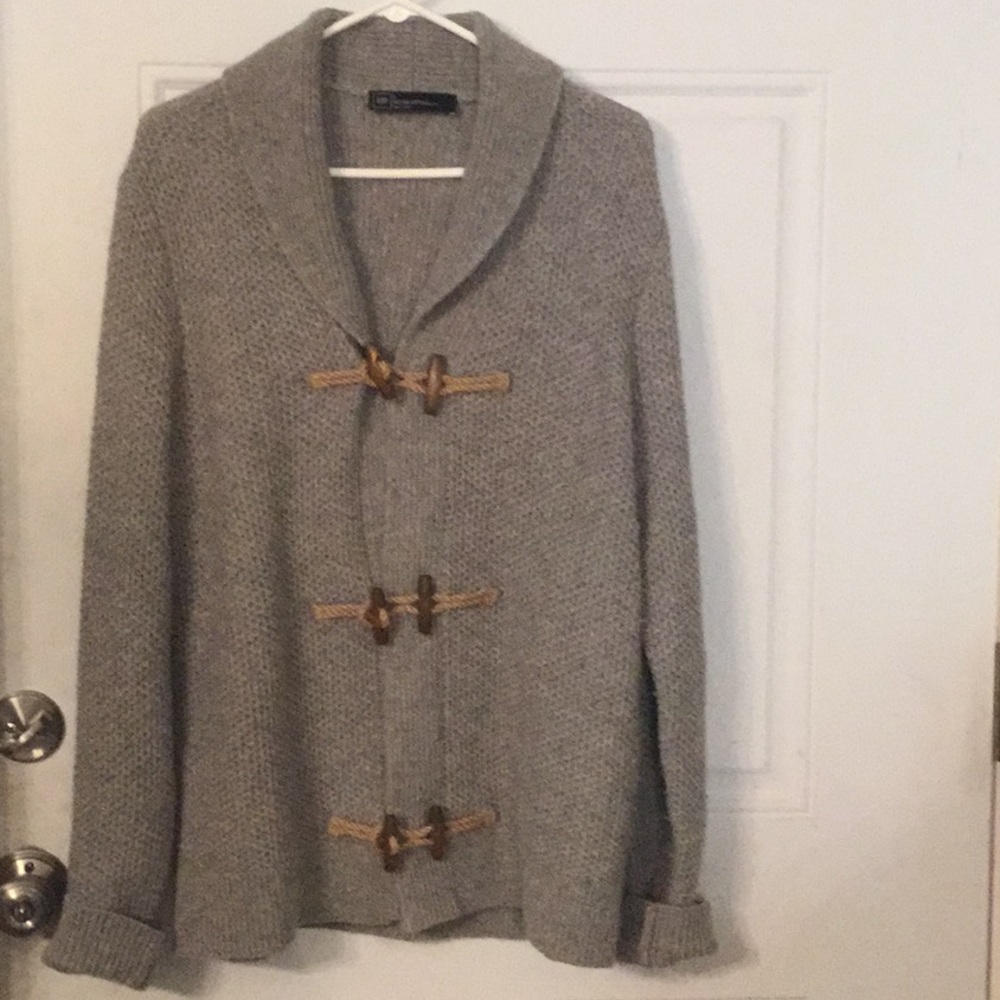 Gray Gap Lambswool Wood Toggle Cardigan Sweater - image 1